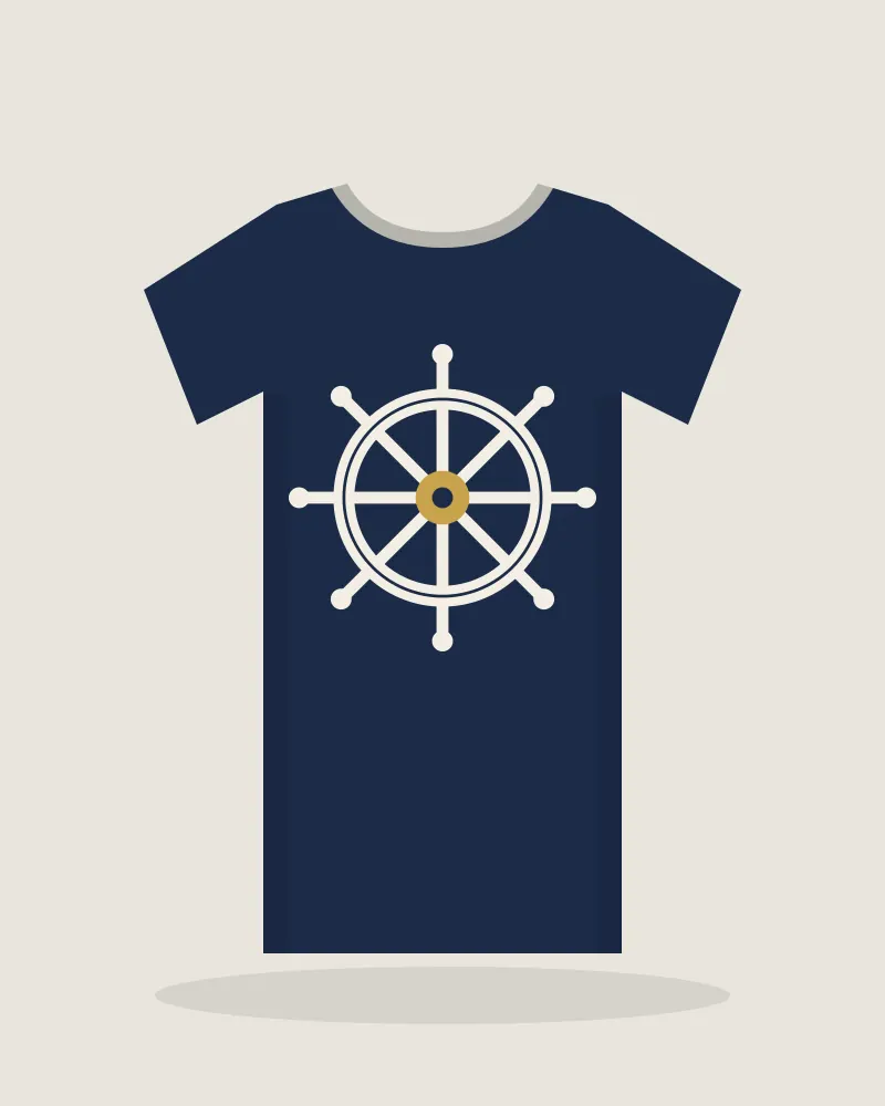 Ship's Wheel Tee in Navy